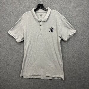 Wright & Ditson Mens New York Yankees MLB Polo Shirt Gray XL Embroidered Logo